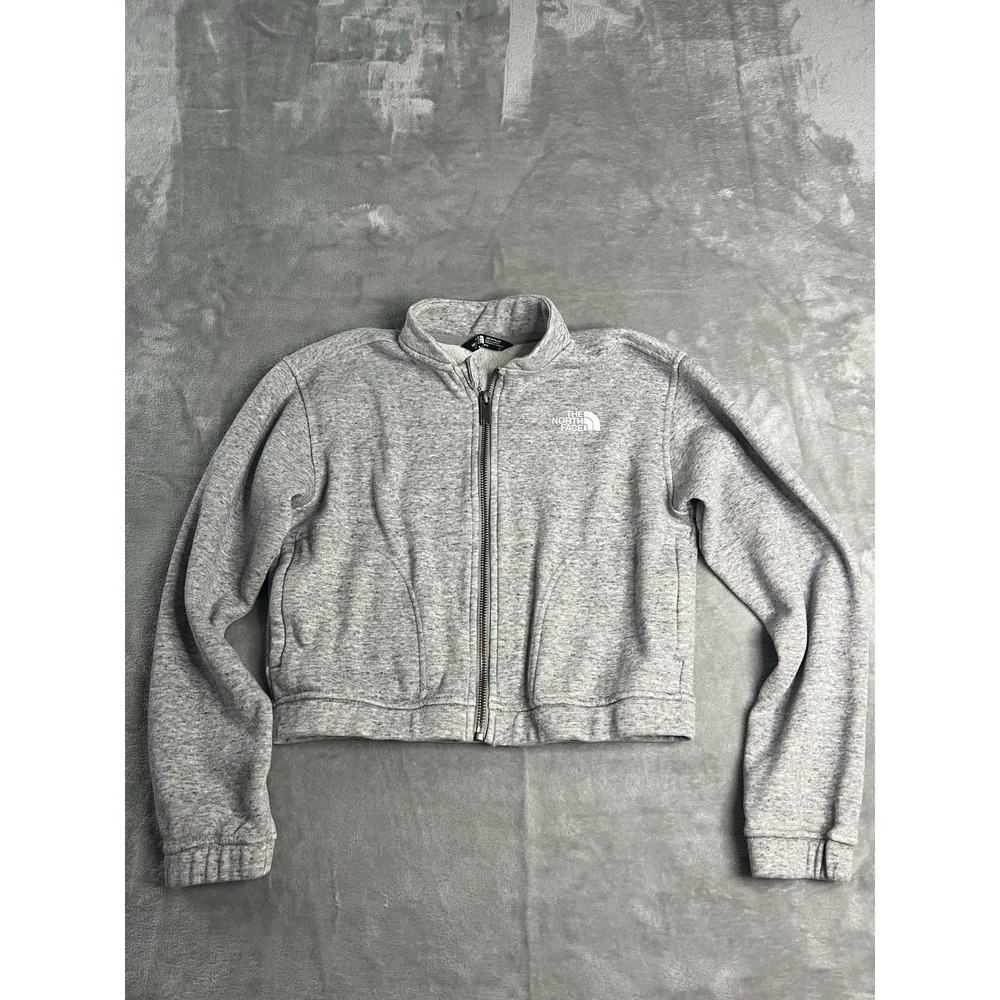 The North Face Girls Jacket Medium (10) Gray Full Zip Cropped Fleece